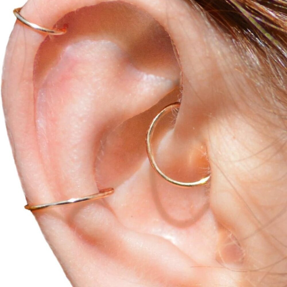 14K Gold Hoop Earrings Small Conch Piercing Helix Jewelry Non Tarnish